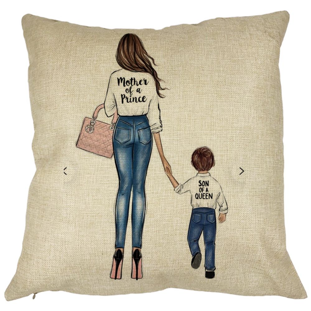Perna Decorativa Patrata Mother of a Prince, 40x40 cm, Husa Detasabila, Burduf 11 Perna Decorativa Patrata Mother of a Prince