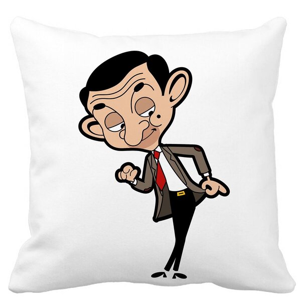 Perna Decorativa Patrata Mr Bean, 40x40 cm, Alba, Mata, Husa Detasabila, Burduf 11 Perna Decorativa Patrata Mr Bean