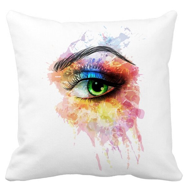 Perna Decorativa Patrata Multicolor Eye, 40x40 cm, Alba, Mata, Husa Detasabila, Burduf 11 Perna Decorativa Patrata Multicolor Eye