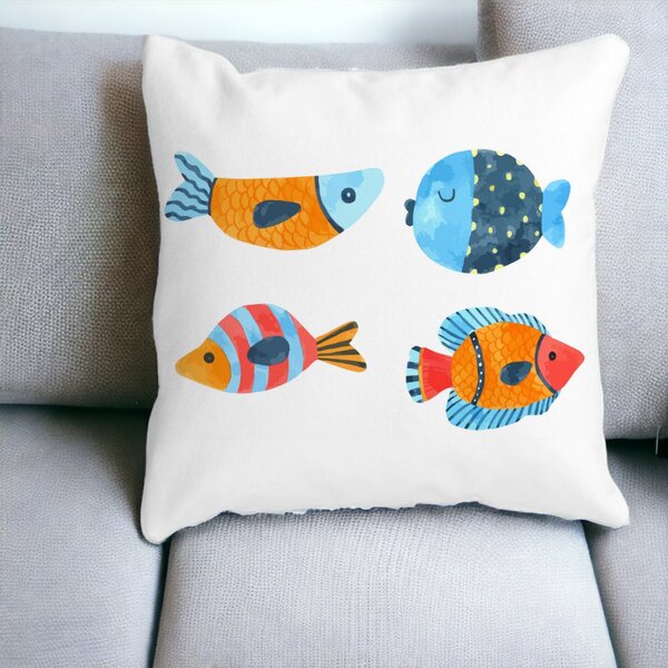 Perna Decorativa Patrata Multicolor Pesti, 40x40 cm, Alba, Mata, Husa Detasabila, Burduf 12 40x40 cm