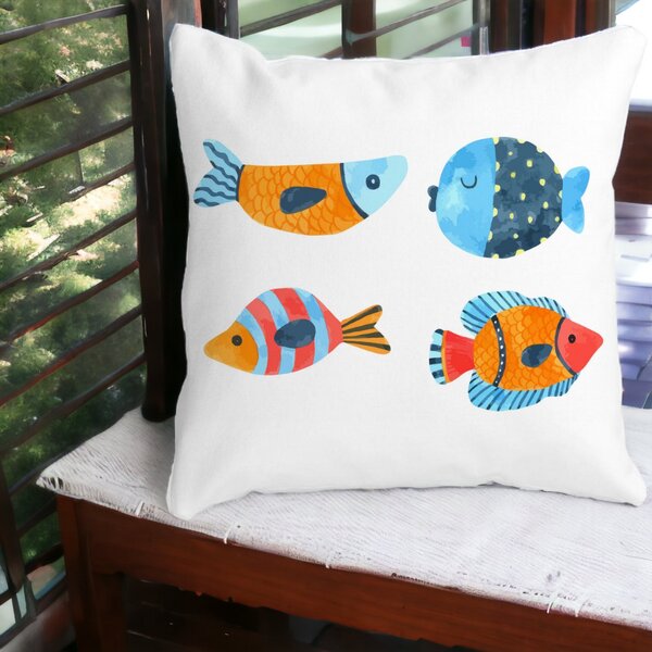 Perna Decorativa Patrata Multicolor Pesti, 40x40 cm, Alba, Mata, Husa Detasabila, Burduf 13 Alba