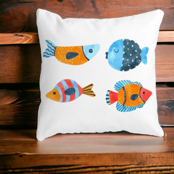 Perna Decorativa Patrata Multicolor Pesti, 40x40 cm, Alba, Mata, Husa Detasabila, Burduf 15 Husa Detasabila