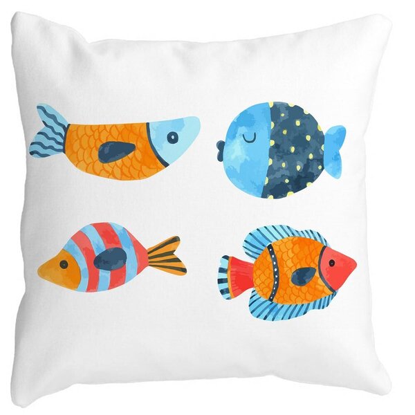 Perna Decorativa Patrata Multicolor Pesti, 40x40 cm, Alba, Mata, Husa Detasabila, Burduf 11 Perna Decorativa Patrata Multicolor Pesti
