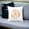 Perna Decorativa Patrata Mystic Eye, 40x40 cm, Alba, Mata, Husa Detasabila, Burduf 18 Alba