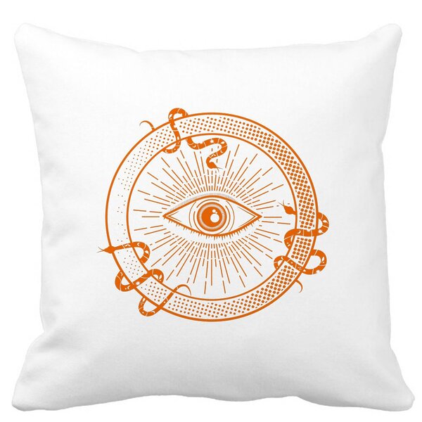 Perna Decorativa Patrata Mystic Eye, 40x40 cm, Alba, Mata, Husa Detasabila, Burduf 11 Perna Decorativa Patrata Mystic Eye