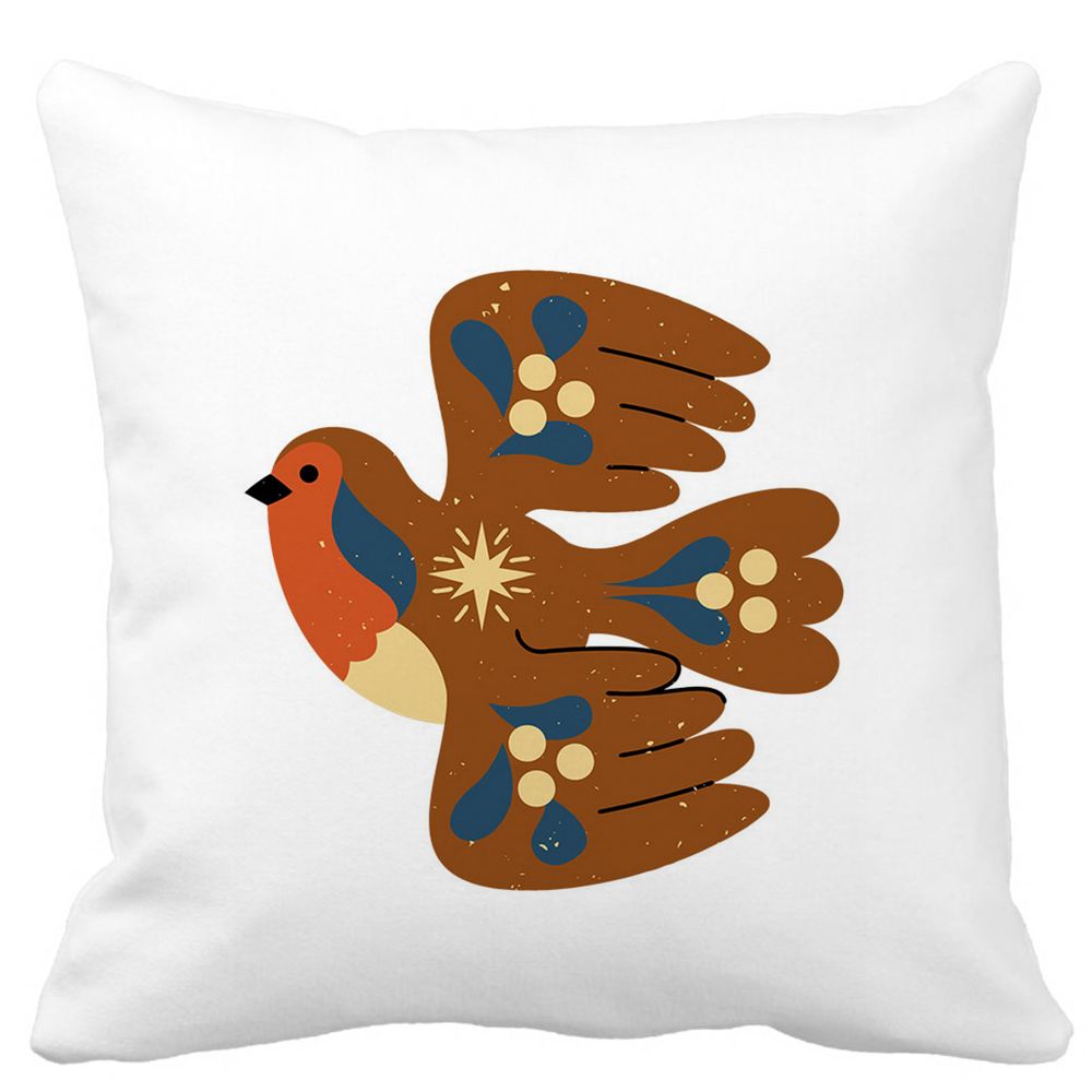 Perna Decorativa Patrata Pasare, 40x40 cm, Alba, Mata, Husa Detasabila, Burduf 11 Perna Decorativa Patrata Pasare