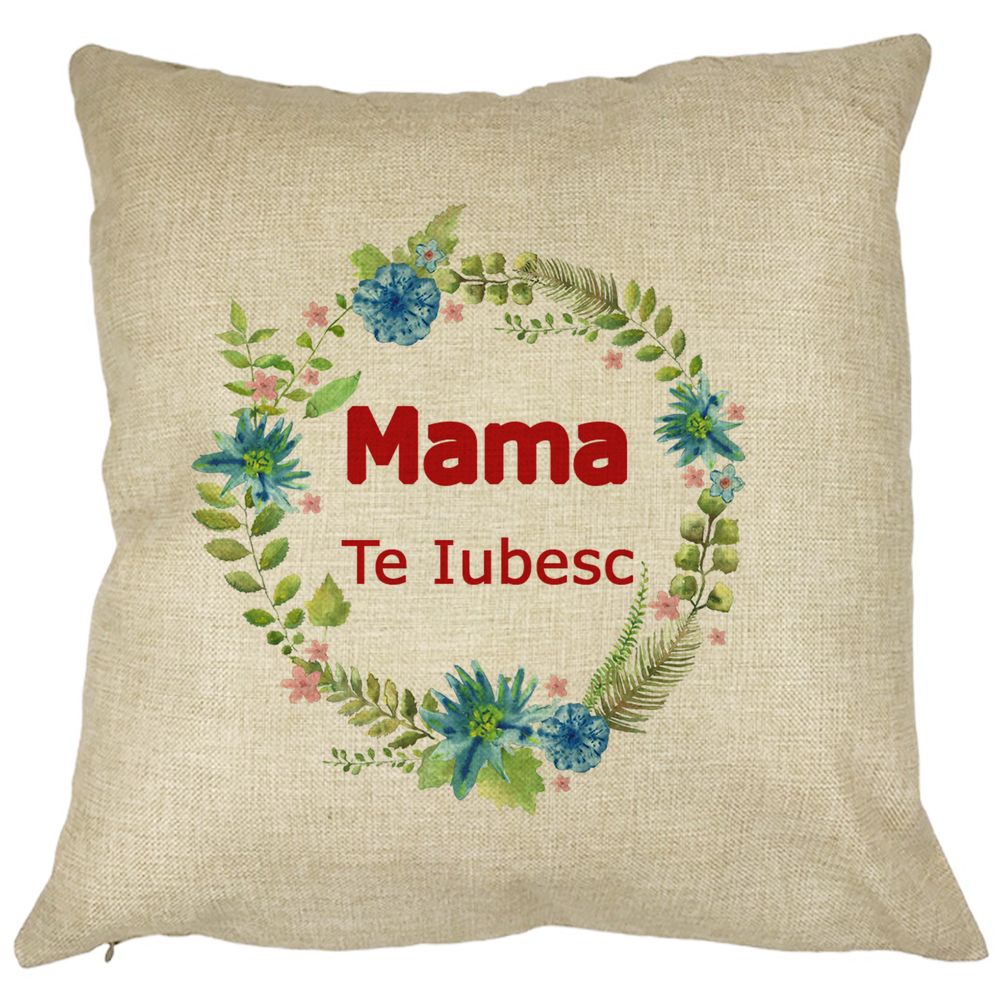 Perna Decorativa Patrata Pentru Mama Te iubesc 2, 40x40 cm, Husa Detasabila, Burduf 7 Perna Decorativa Patrata Pentru Mama Te iubesc 2