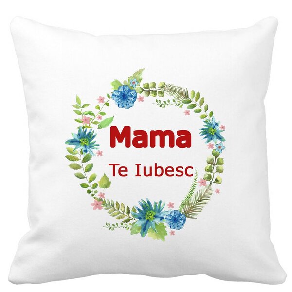 Perna Decorativa Patrata Pentru Mama Te iubesc 2,40x40 cm, Alba, Mata, Husa Detasabila, Burduf 11 Perna Decorativa Patrata Pentru Mama Te iubesc 2