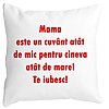 Perna Decorativa Patrata Pentru Mama Te iubesc, 40x40 cm, Alba, Mata, Husa Detasabila, Burduf 16 Perna Decorativa Patrata Pentru Mama Te iubesc