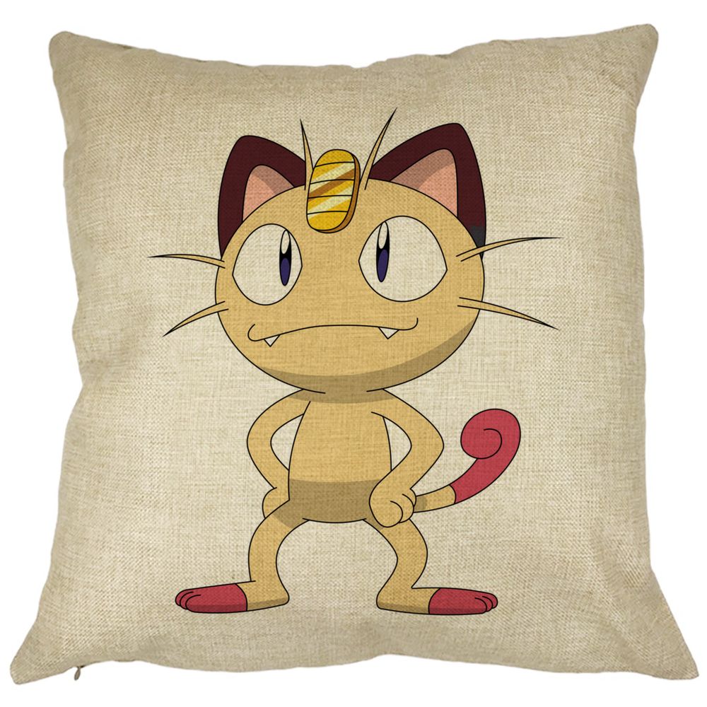 Perna Decorativa Patrata Pisica Pokemon, 40x40 cm, Husa Detasabila, Burduf 11 Perna Decorativa Patrata Pisica Pokemon