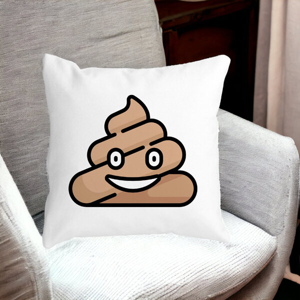 Perna Decorativa Patrata Poo Emoji, 40x40 cm, Alba, Mata, Husa Detasabila, Burduf 12 40x40 cm