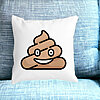 Perna Decorativa Patrata Poo Emoji, 40x40 cm, Alba, Mata, Husa Detasabila, Burduf 18 Alba