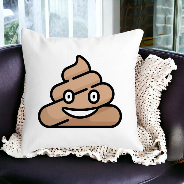 Perna Decorativa Patrata Poo Emoji, 40x40 cm, Alba, Mata, Husa Detasabila, Burduf 15 Husa Detasabila