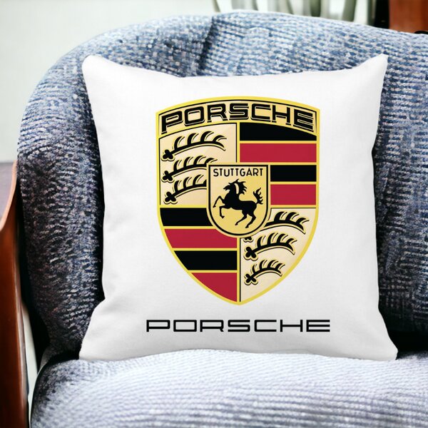 Perna Decorativa Patrata Porsche, 40x40 cm, Alba, Mata, Husa Detasabila, Burduf 13 Alba