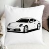Perna Decorativa Patrata Porsche 911,40x40 cm, Alba, Mata, Husa Detasabila, Burduf 19 Mata