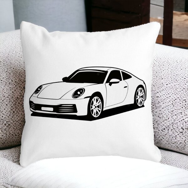 Perna Decorativa Patrata Porsche 911,40x40 cm, Alba, Mata, Husa Detasabila, Burduf 15 Husa Detasabila