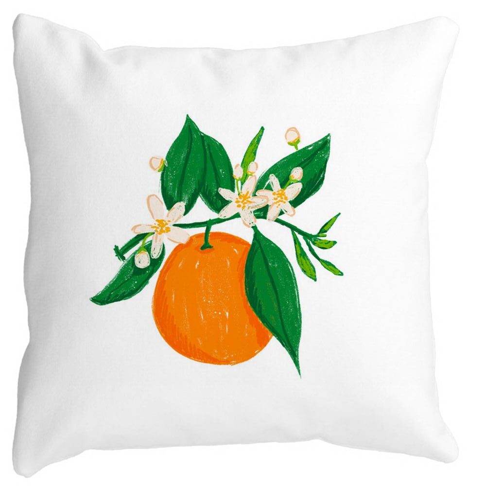 Perna Decorativa Patrata Portocala, 40x40 cm, Alba, Mata, Husa Detasabila, Burduf 11 Perna Decorativa Patrata Portocala
