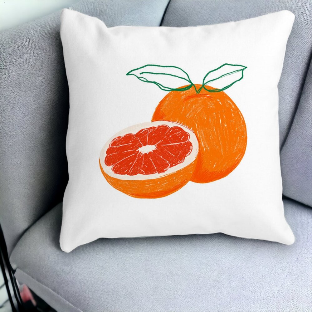 Perna Decorativa Patrata Portocale, 40x40 cm, Alba, Mata, Husa Detasabila, Burduf 12 40x40 cm