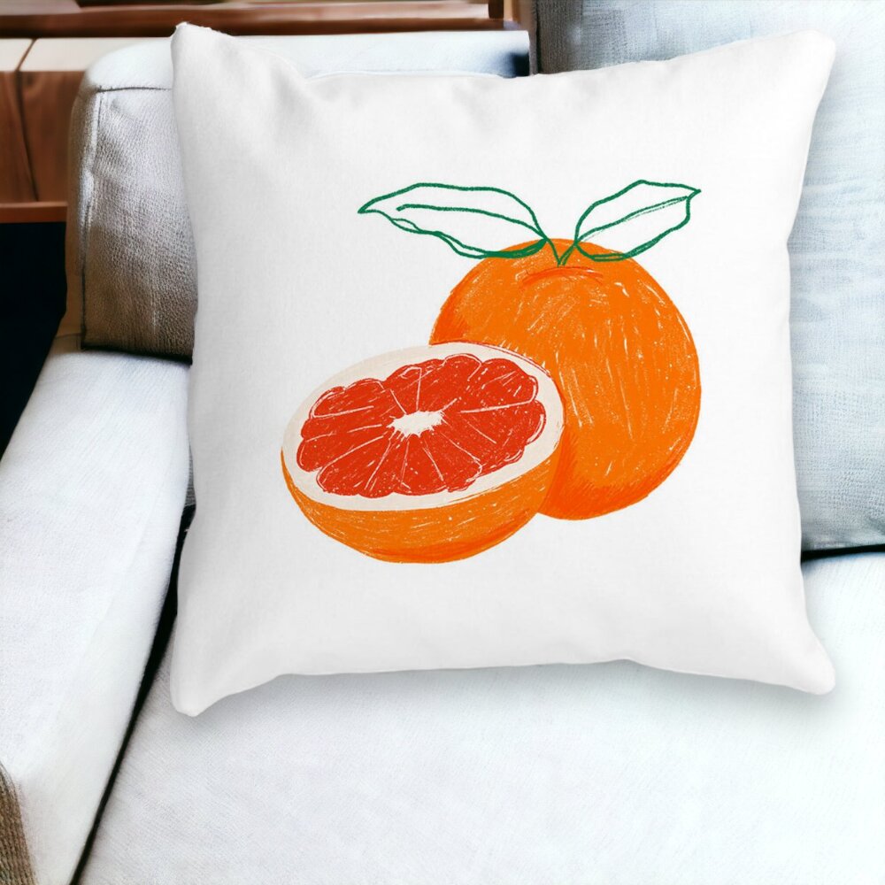 Perna Decorativa Patrata Portocale, 40x40 cm, Alba, Mata, Husa Detasabila, Burduf 14 Mata
