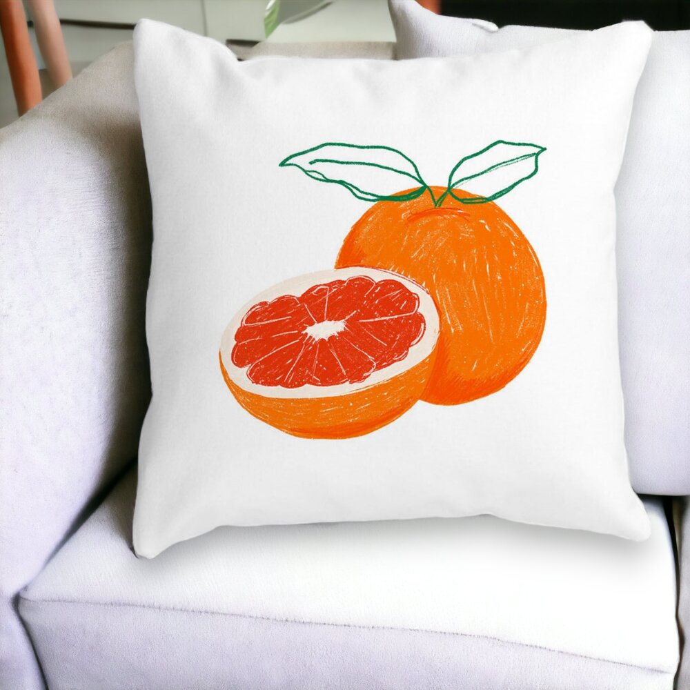 Perna Decorativa Patrata Portocale, 40x40 cm, Alba, Mata, Husa Detasabila, Burduf 15 Husa Detasabila
