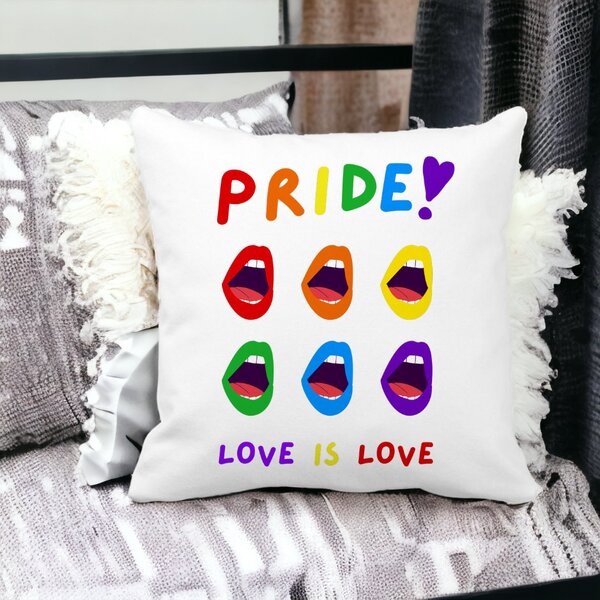 Perna Decorativa Patrata Pride, 40x40 cm, Alba, Mata, Husa Detasabila, Burduf 15 Husa Detasabila
