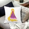 Perna Decorativa Patrata Printesa Rochie Mov, 40x40 cm, Alba, Mata, Husa Detasabila, Burduf 19 Mata