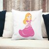 Perna Decorativa Patrata Printesa Roz, 40x40 cm, Alba, Mata, Husa Detasabila, Burduf 18 Alba