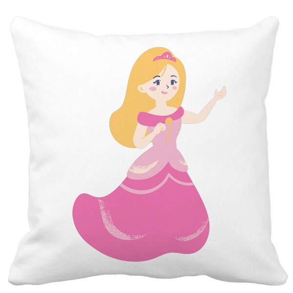 Perna Decorativa Patrata Printesa Roz, 40x40 cm, Alba, Mata, Husa Detasabila, Burduf 11 Perna Decorativa Patrata Printesa Roz