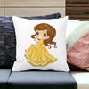 Perna Decorativa Patrata Printesa cu Coroana, 40x40 cm, Alba, Mata, Husa Detasabila, Burduf 18 Alba