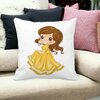Perna Decorativa Patrata Printesa cu Coroana, 40x40 cm, Alba, Mata, Husa Detasabila, Burduf 20 Husa Detasabila