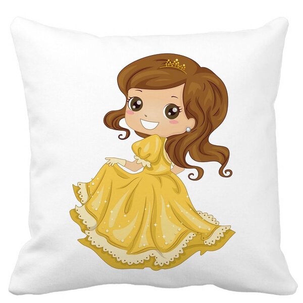 Perna Decorativa Patrata Printesa cu Coroana, 40x40 cm, Alba, Mata, Husa Detasabila, Burduf 11 Perna Decorativa Patrata Printesa cu Coroana