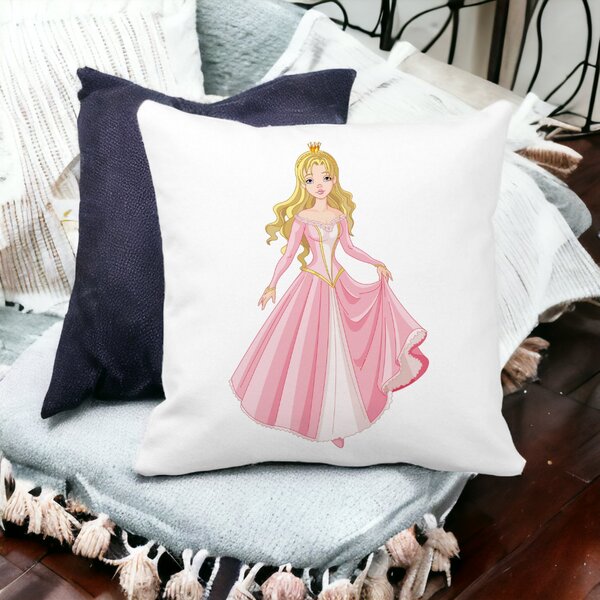 Perna Decorativa Patrata Printesa de Aur, 40x40 cm, Alba, Mata, Husa Detasabila, Burduf 12 40x40 cm