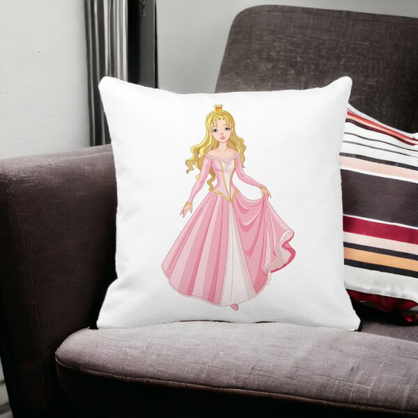 Perna Decorativa Patrata Printesa de Aur, 40x40 cm, Alba, Mata, Husa Detasabila, Burduf 15 Husa Detasabila