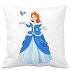 Perna Decorativa Patrata Printesa si Paserea, 40x40 cm, Alba, Mata, Husa Detasabila, Burduf 16 Perna Decorativa Patrata Printesa si Paserea