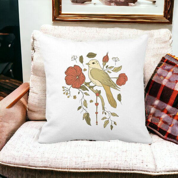 Perna Decorativa Patrata Retro Art, 40x40 cm, Alba, Mata, Husa Detasabila, Burduf 13 Alba
