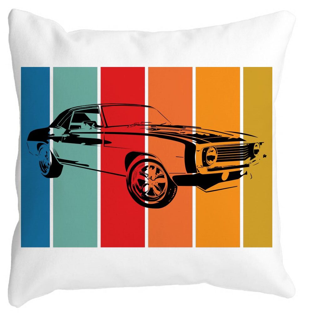 Perna Decorativa Patrata Retro Car, 40x40 cm, Alba, Mata, Husa Detasabila, Burduf 11 Perna Decorativa Patrata Retro Car