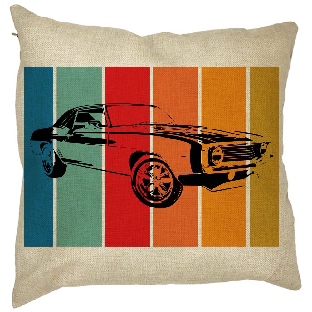 Perna Decorativa Patrata Retro Car, 40x40 cm, Husa Detasabila, Burduf 11 Perna Decorativa Patrata Retro Car