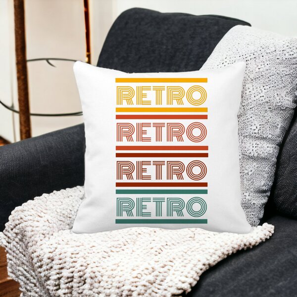 Perna Decorativa Patrata Retro Colors, 40x40 cm, Alba, Mata, Husa Detasabila, Burduf 12 40x40 cm