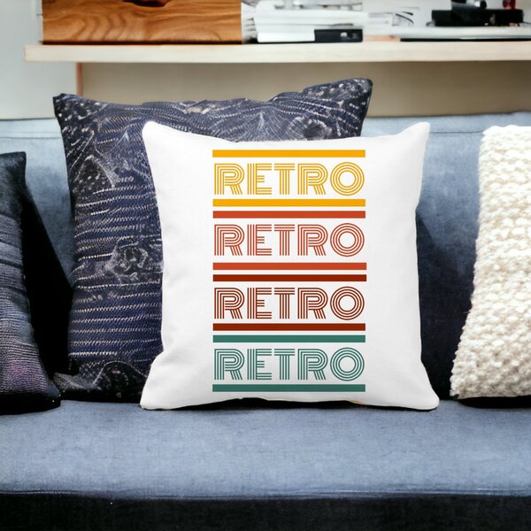 Perna Decorativa Patrata Retro Colors, 40x40 cm, Alba, Mata, Husa Detasabila, Burduf 13 Alba