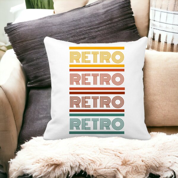 Perna Decorativa Patrata Retro Colors, 40x40 cm, Alba, Mata, Husa Detasabila, Burduf 15 Husa Detasabila