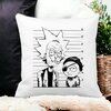 Perna Decorativa Patrata Rick and Morty, 40x40 cm, Alba, Mata, Husa Detasabila, Burduf 17 40x40 cm