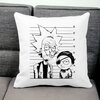 Perna Decorativa Patrata Rick and Morty, 40x40 cm, Alba, Mata, Husa Detasabila, Burduf 18 Alba