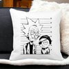 Perna Decorativa Patrata Rick and Morty, 40x40 cm, Alba, Mata, Husa Detasabila, Burduf 19 Mata