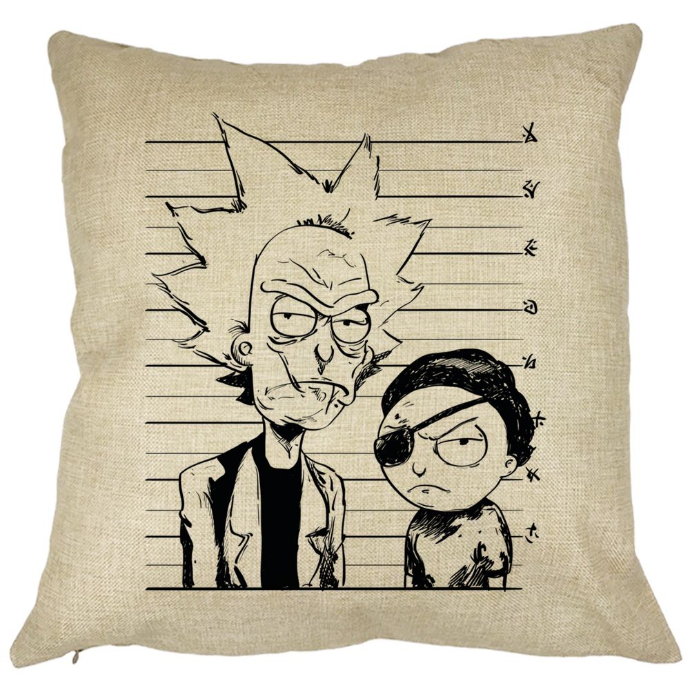 Perna Decorativa Patrata Rick and Morty, 40x40 cm, Husa Detasabila, Burduf 11 Perna Decorativa Patrata Rick and Morty