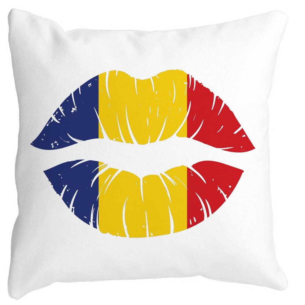 Perna Decorativa Patrata Romanian Kiss, 40x40 cm, Alba, Mata, Husa Detasabila, Burduf 11 Perna Decorativa Patrata Romanian Kiss