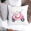 Perna Decorativa Patrata Rose Flower Bike, 40x40 cm, Alba, Mata, Husa Detasabila, Burduf 20 Husa Detasabila