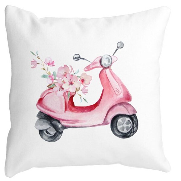 Perna Decorativa Patrata Rose Flower Bike, 40x40 cm, Alba, Mata, Husa Detasabila, Burduf 11 Perna Decorativa Patrata Rose Flower Bike