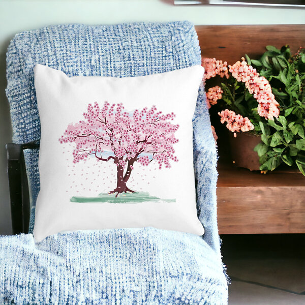 Perna Decorativa Patrata Rose Tree, 40x40 cm, Alba, Mata, Husa Detasabila, Burduf 14 40x40 cm