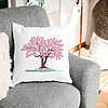 Perna Decorativa Patrata Rose Tree, 40x40 cm, Alba, Mata, Husa Detasabila, Burduf 23 Husa Detasabila