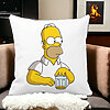 Perna Decorativa Patrata Simpsons Homer, 40x40 cm, Alba, Mata, Husa Detasabila, Burduf 19 Mata